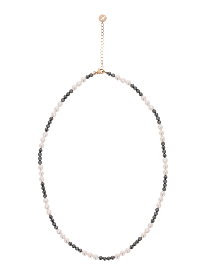 

Faina Женское колье из бусин серебристого, белого и черного цвета