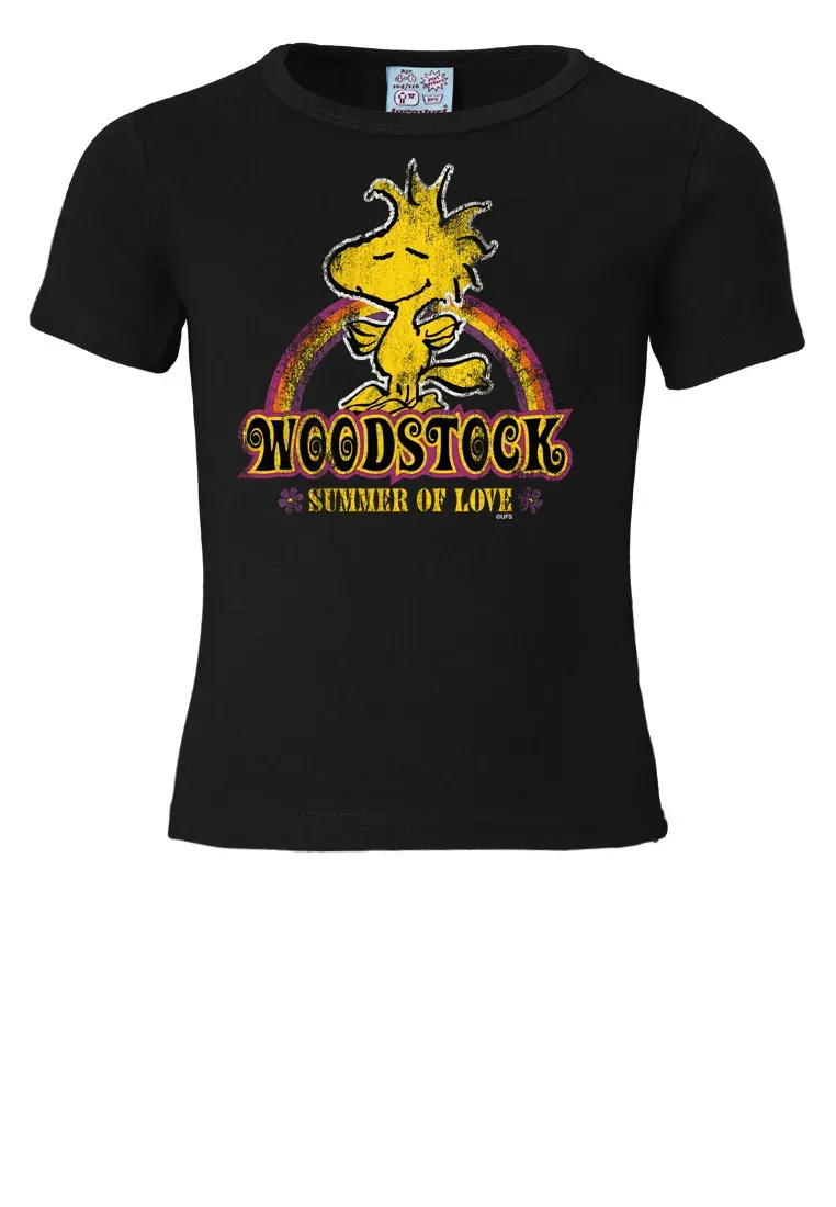 

Футболка LOGOSHIRT "Woodstock" с милым принтом спереди, розовый
