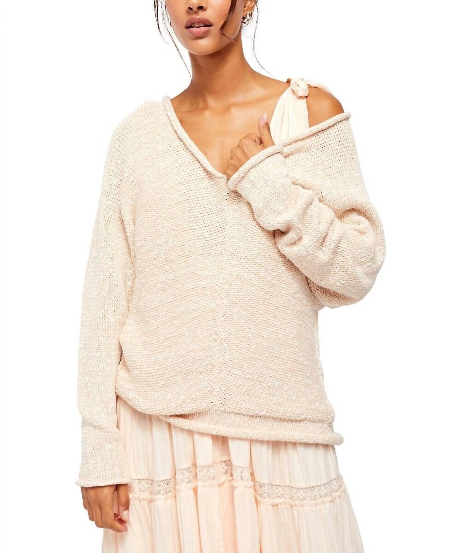 

Свитер Chamoix Bright Lights с V-образным вырезом бежевого цвета Free People