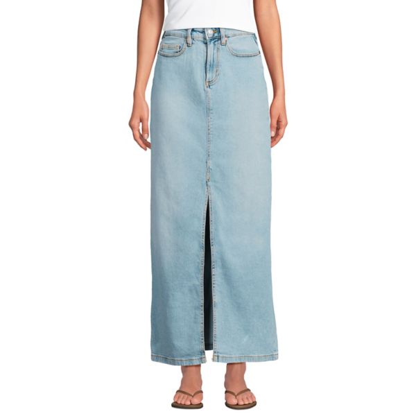 

Женская мягкая джинсовая макси-юбка Lands' End, цвет breeze blue wash