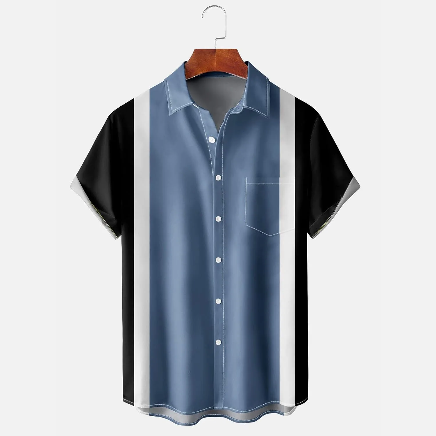 Мужская футболка с коротким рукавом Hawaiian Casual Button Down, тропический принт, карман — фото 3