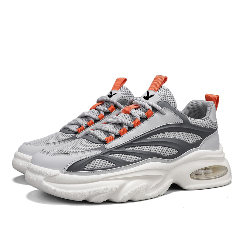 

Износостойкие дышащие низкие массивные кроссовки для мужчин Playboy, Gray Orange