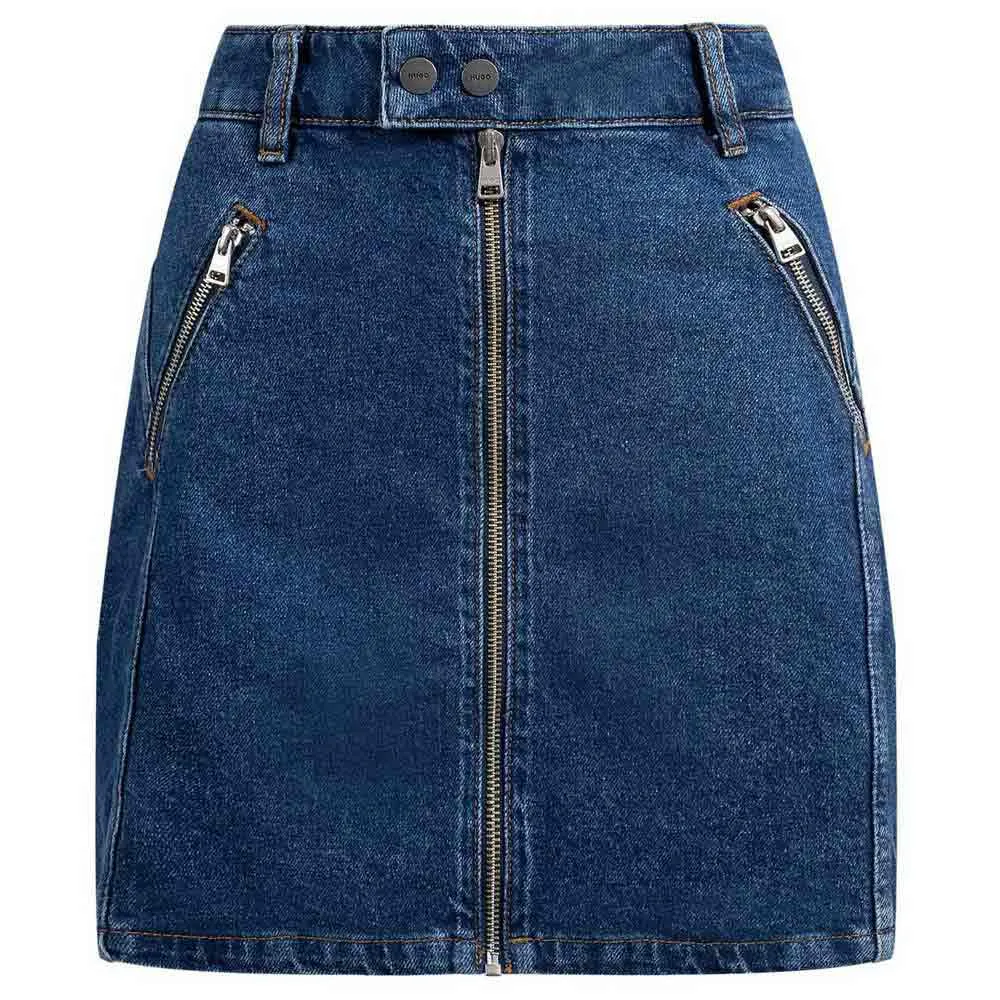 

Юбка HUGO Gavade denim skirt, синий