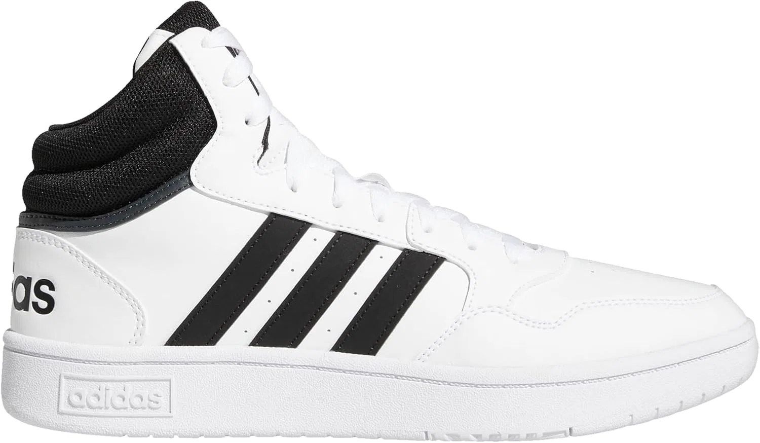 Мужские баскетбольные кроссовки Adidas Hoops 3.0 Mid Lifestyle в классическом винтажном стиле, 2-Black, White And Black — фото 3