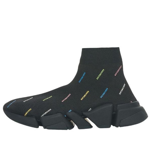 Кроссовки speed 2.0 sneakers 'recycled knit black with multicolor allover logo' Balenciaga, черный