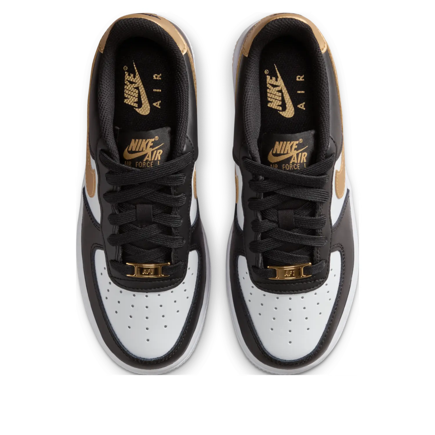 Кроссовки (GS) Nike Air Force 1 Low 'Black White Metallic Gold' — фото 2