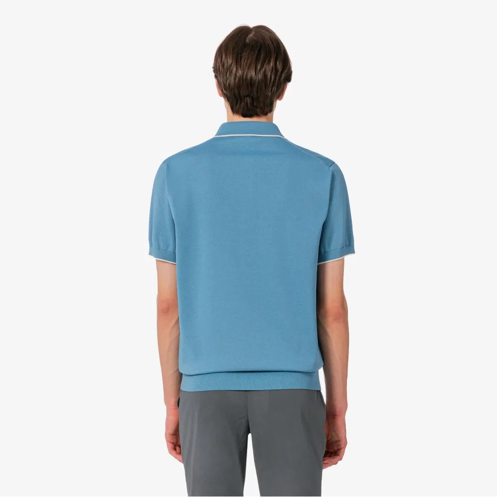Мужская поло-рубашка из бумаги и полиэстера, синяя, от Lacoste — фото 3