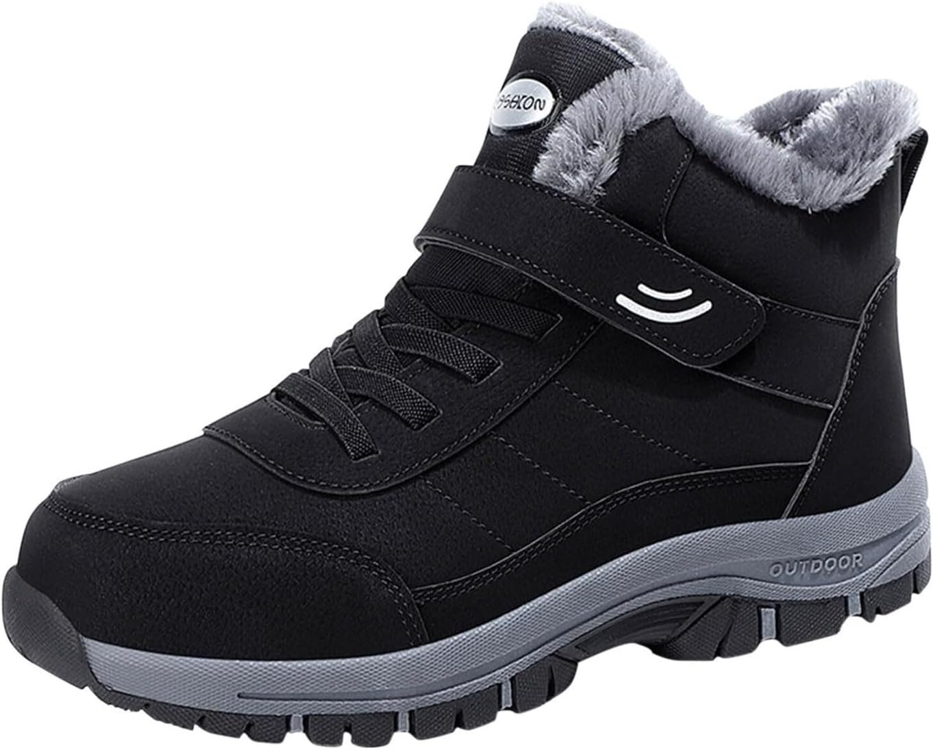 

Мужские зимние ботинки-кроссовки, модные слипоны, нескользящие, удобные для трейлового бега, с флисовой подкладкой, прогулочные кроссовки для мужчин Generic, черный