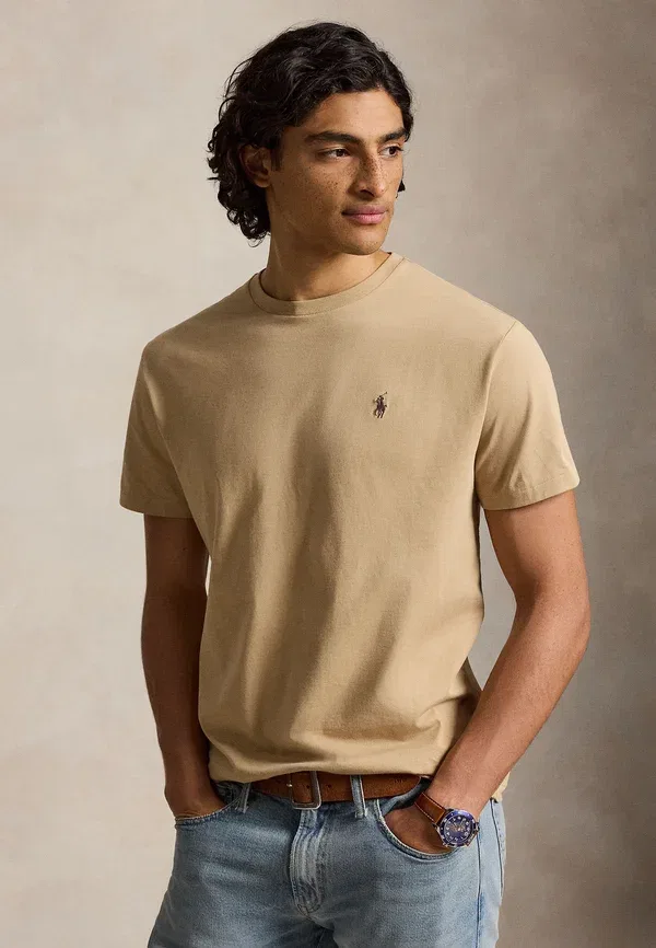 Футболка Polo Ralph Lauren Custom Slim Fit Jersey Crewneck, цвет винтажный хаки