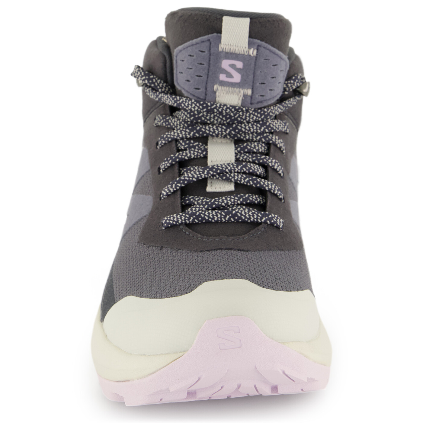 Ботинки женские Salomon Women's Elixir Active Mid GTX для туризма, серый/белый — фото 3