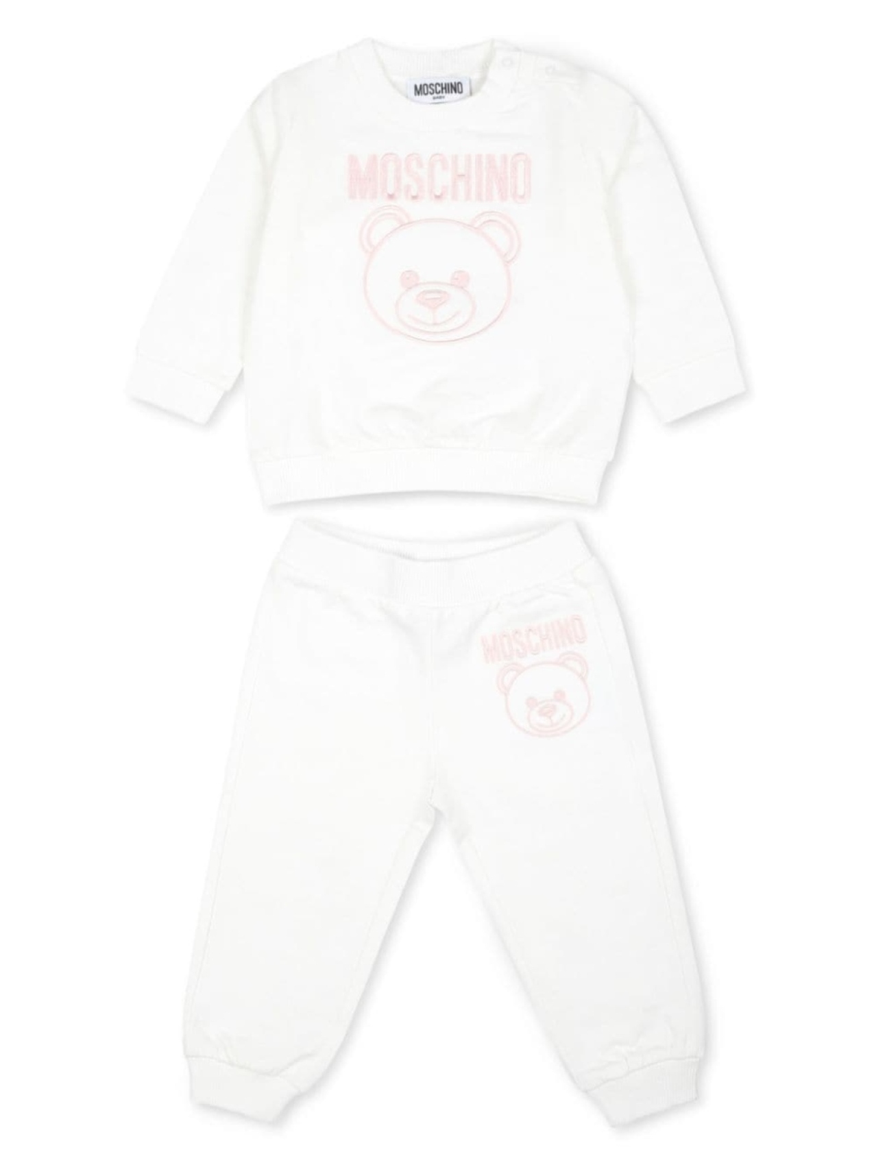 

Moschino Kids хлопковый спортивный костюм Teddy Bear, белый