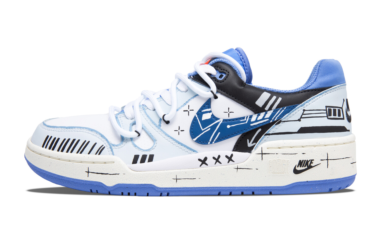 

Кроссовки Nike Full Force Skateboarding Shoes Men Low-top Blue/white/black, синий
