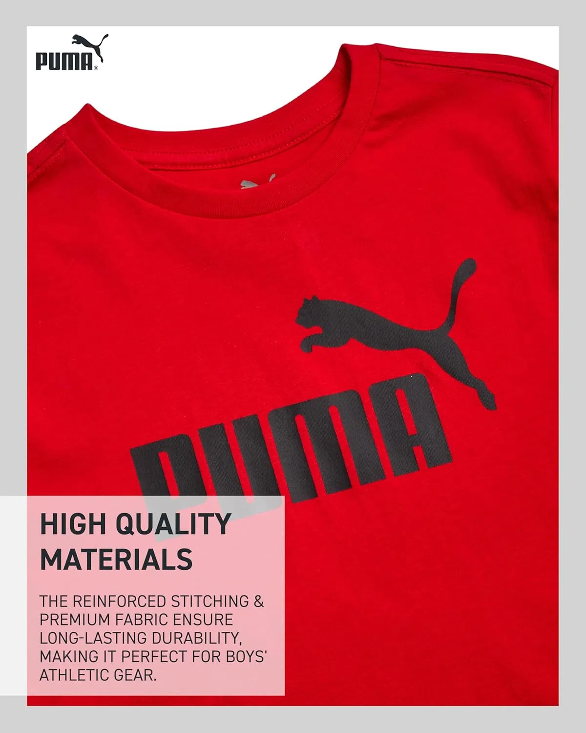 Спортивный набор для мальчиков PUMA из 3 предметов: футболка, куртка, джоггеры, Black/Red 48 — фото 4