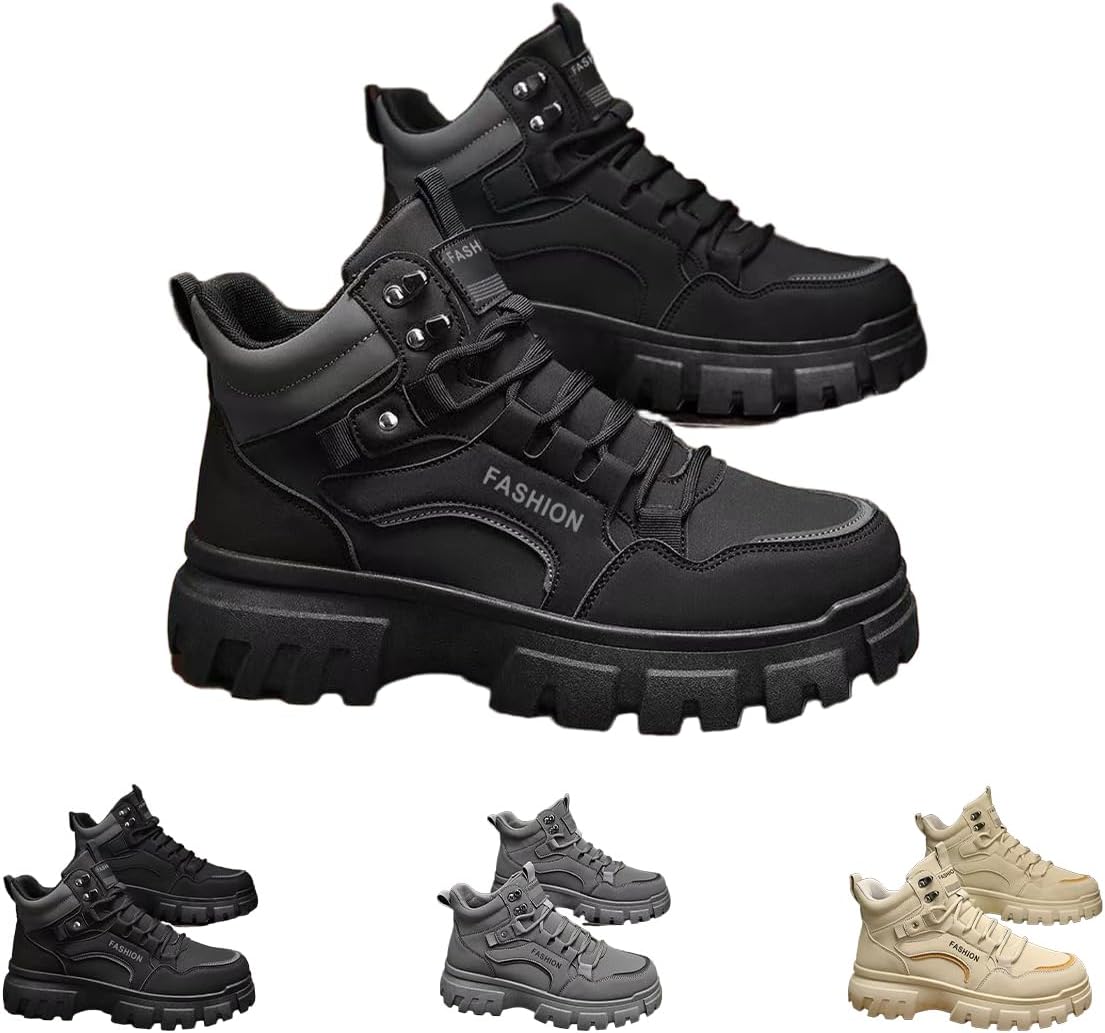 

Мужские зимние снежные ботинки - повседневные и снежные кроссовки, мужские ботинки на шнуровке, противоскользящие кроссовки, водонепроницаемая обувь для ходьбы в холодную погоду Generic, черный