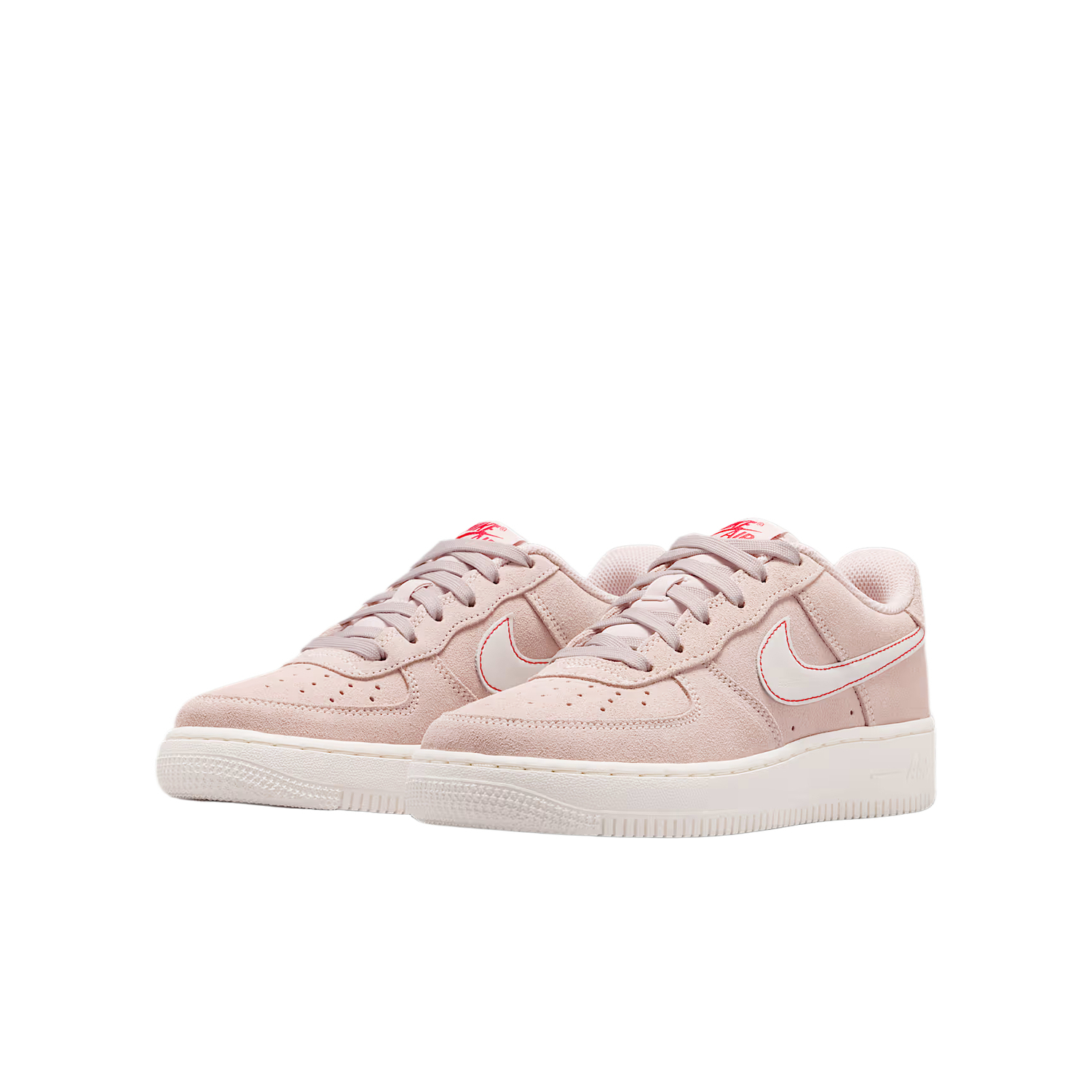 Детские тренировочные кроссовки Air Force 1 LV8 Leather Support Low top, унисекс Nike, mud красный/university красный/sail белый — фото 4