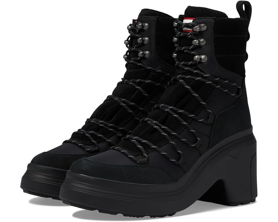 

Ботинки Hunter Discoverer Mid Lace-Up Leather Heel Boot, черный