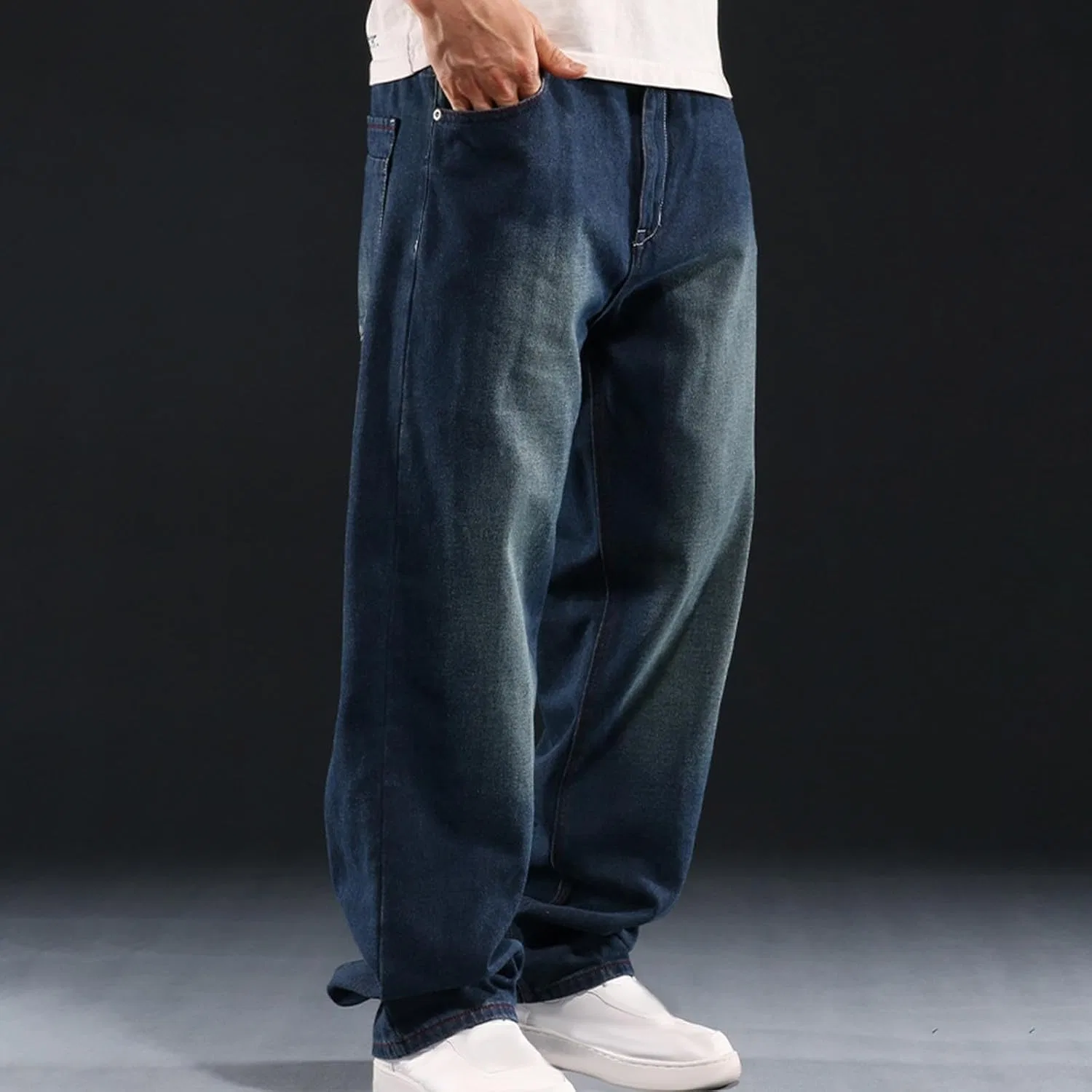 Джинсы с утилитарными карманами, Men's Casual, синие generic — фото 2