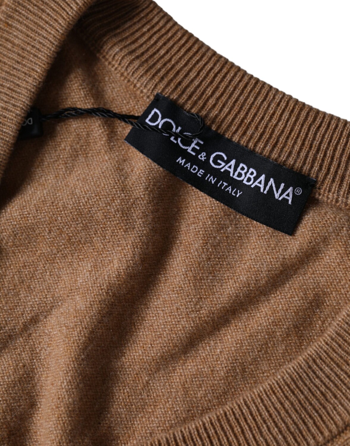Коричневый кашемировый вязаный свитер с V-образным вырезом Dolce & Gabbana — фото 4