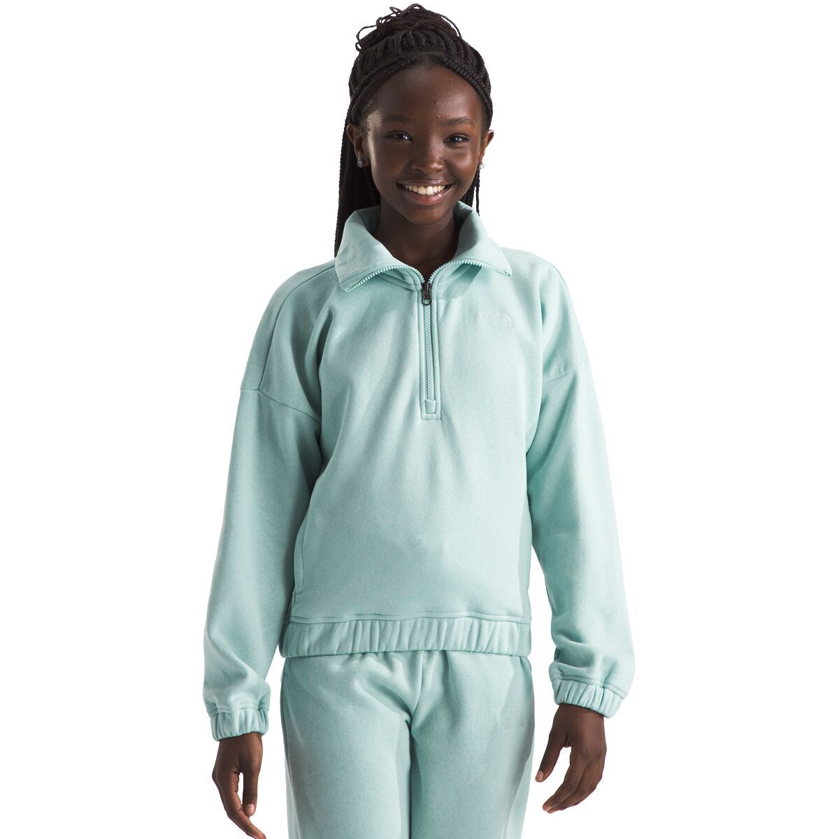 

Флисовая кофта с молнией на 1/4 — для девочек The North Face, цвет muted pine