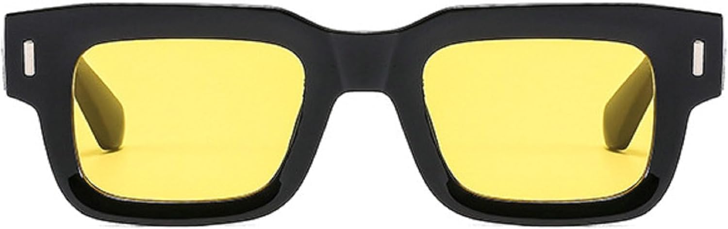 

Квадратные солнцезащитные очки для женщин в винтажном стиле с заклепками, модные солнцезащитные очки с прозрачными линзами с градиентом цвета океана, солнцезащитные очки UV400 для мужчин в стиле панк mincl, Yellow