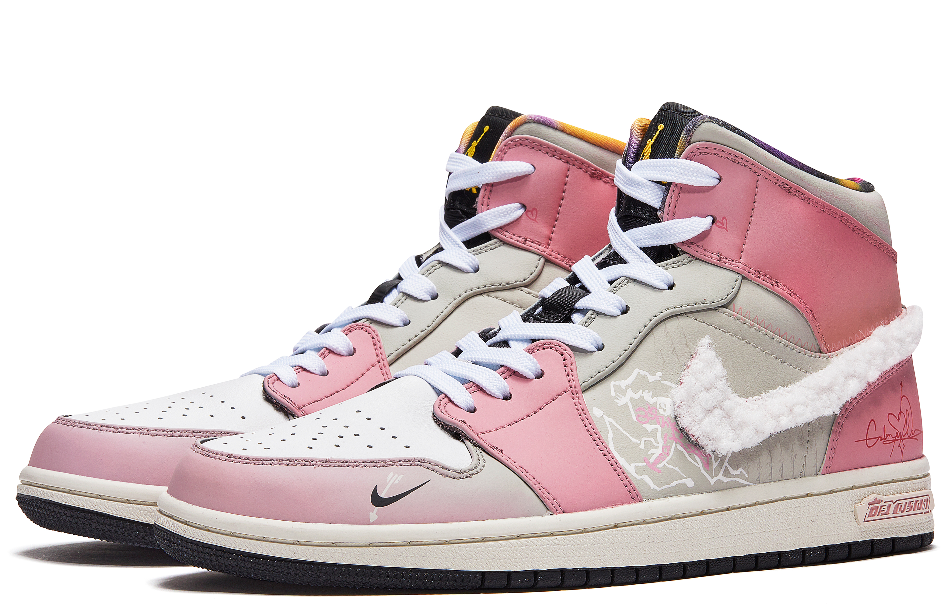 

Кроссовки Air Jordan 1 Vintage Basketball Shoes Men Mid-top Pink/Grey, розовый