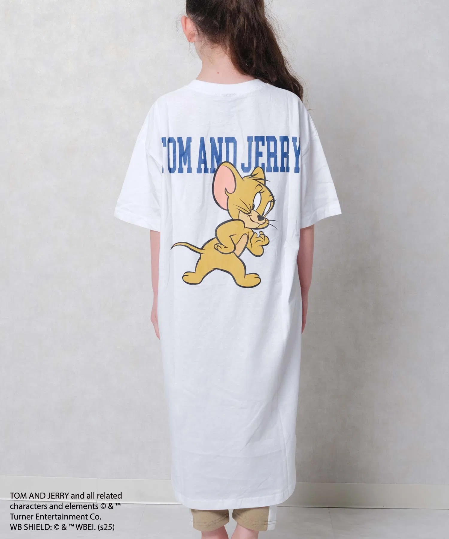 Детское хлопковое платье-оверсайз TOM&JERRY белое