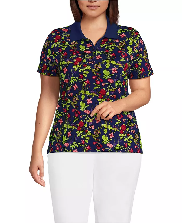 

Рубашка-поло Supima Cotton Plus Size Lands' End, синий