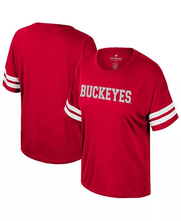 

Женская футболка с пайетками Scarlet Ohio State Buckeyes Treasure Oversize Colosseum