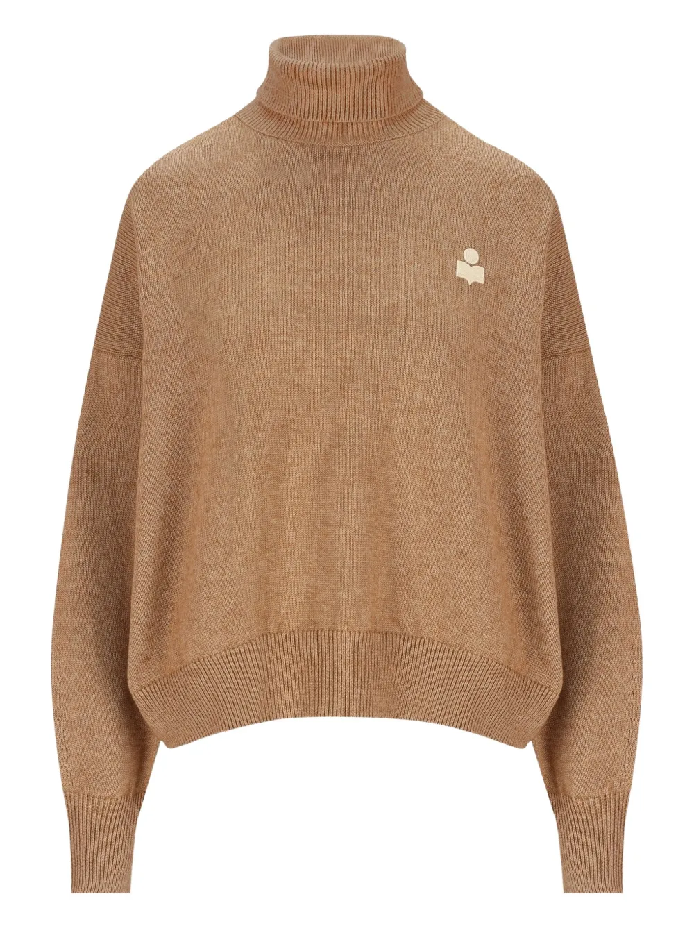 

Свитер с высокой горловиной и вышитым логотипом ISABEL MARANT, коричневый