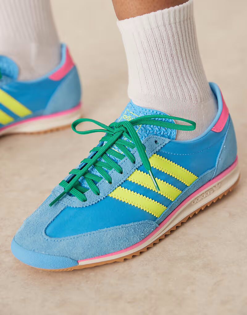Кроссовки Adidas Originals SL 72 OG ярко-синего и желтого цветов — фото 4