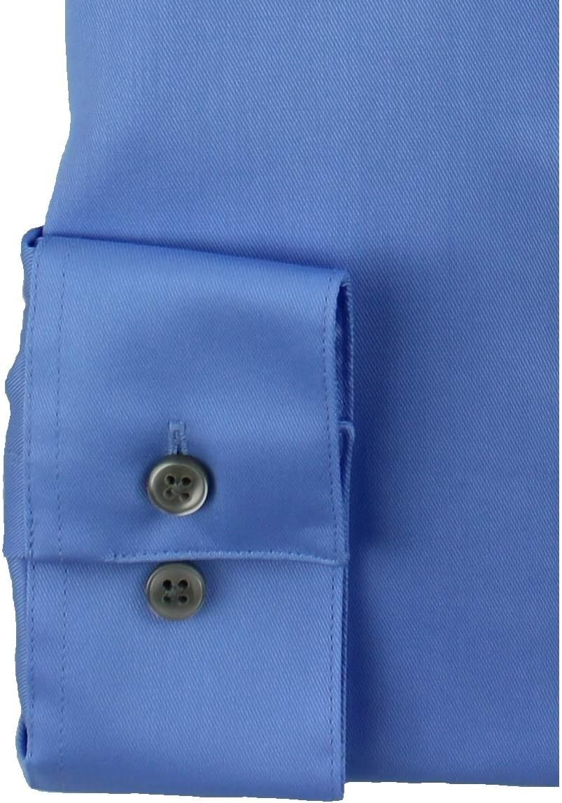 Мужская приталенная рубашка Calvin Klein, однотонная, из хлопка, не подверженного глажке, 33T0477, Blue — фото 3