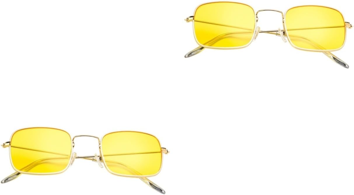 

GALPADA 2 шт. Ретро квадратные солнцезащитные очки для женщин, креативные очки для пляжных вечеринок, стильные декоративные очки желтого цвета, легкие и удобные для отдыха на природе, Yellowx2pcs