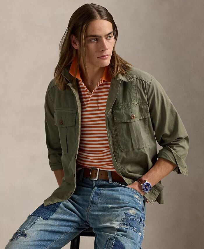 

Мужская классическая рубашка-поло в полоску из сетки Polo Ralph Lauren, мультиколор