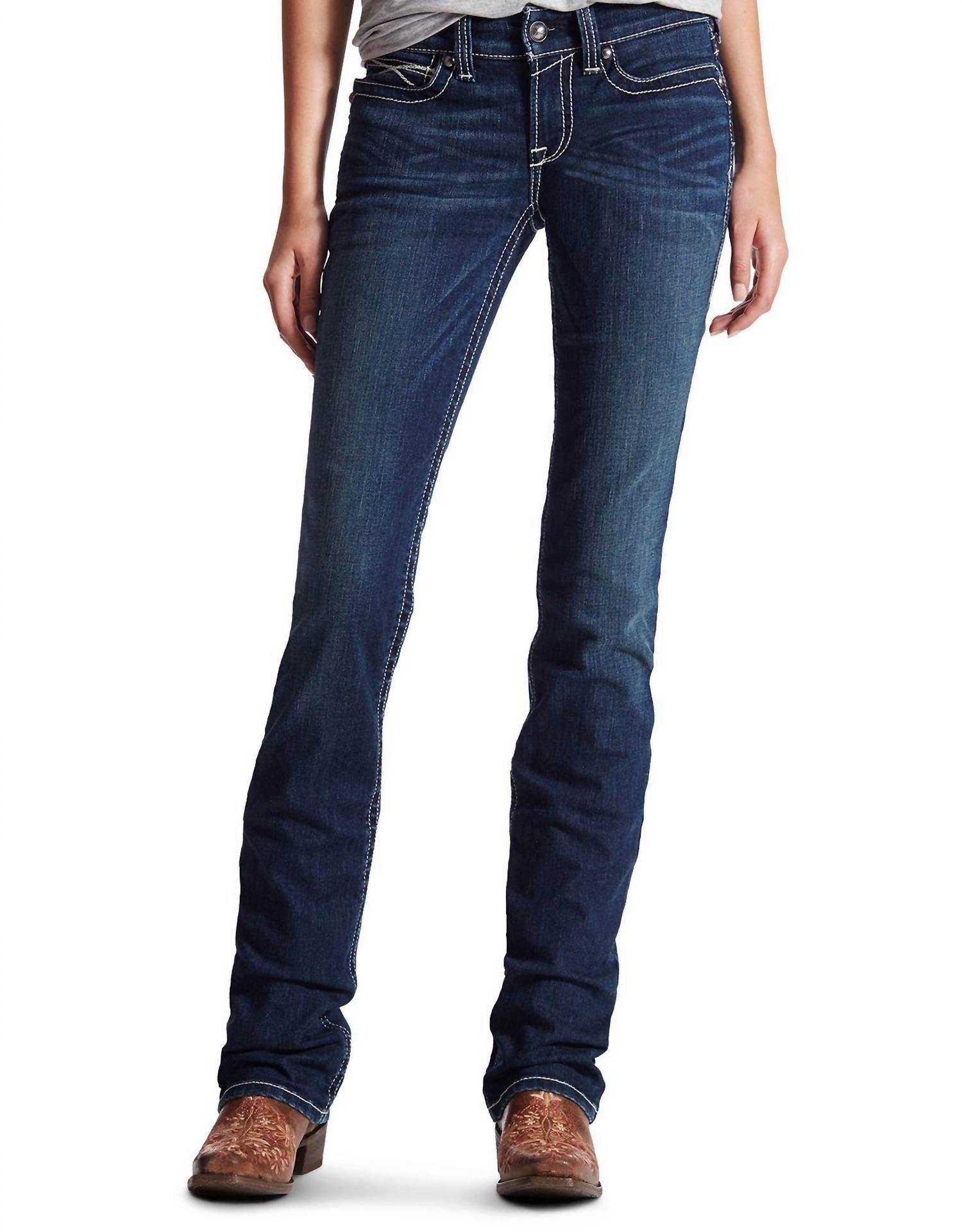 

Женские джинсы Mid Rise Slim Stackable с прямыми штанинами в темно-синем цвете ARIAT