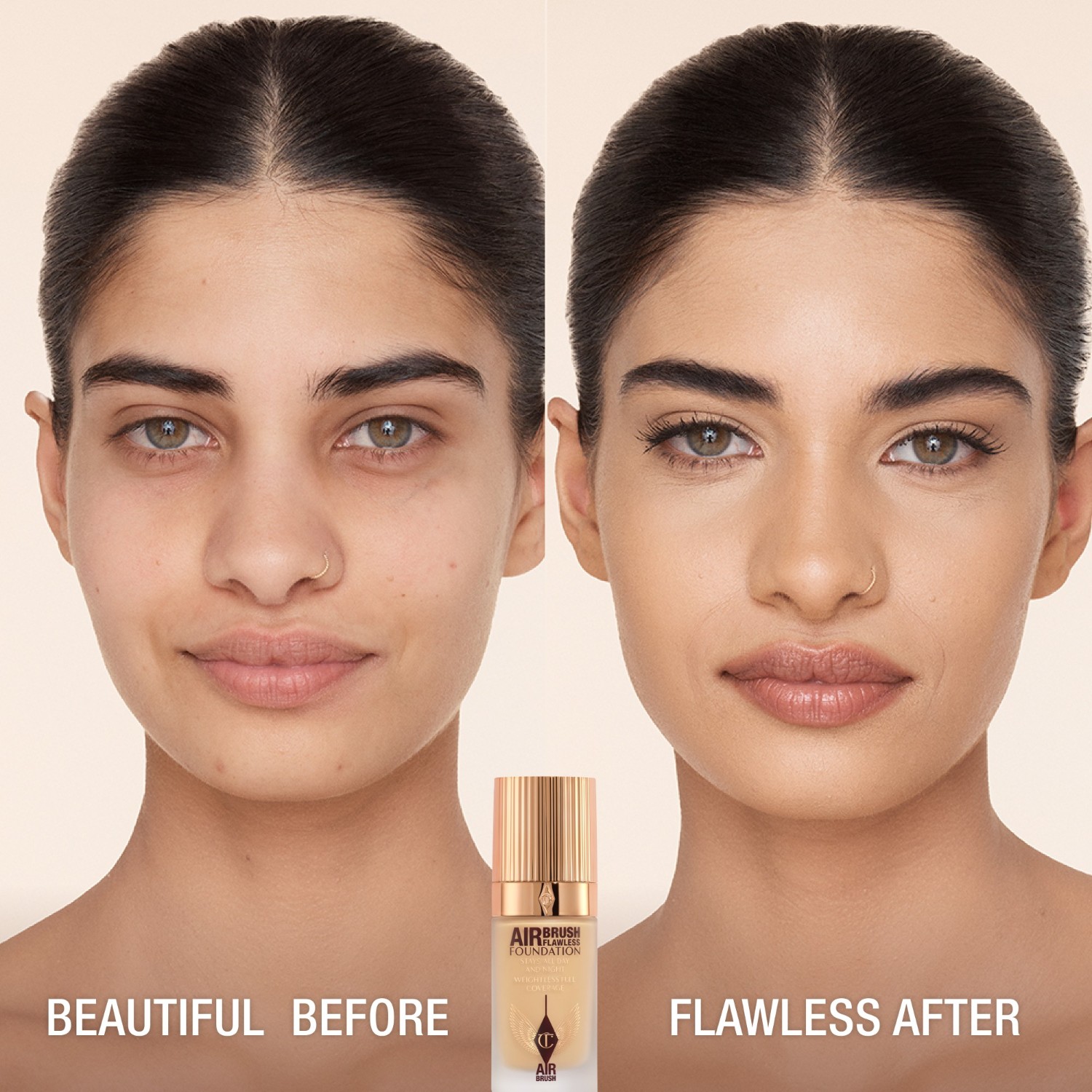 Тональный крем для лица airbrush flawless Charlotte Tilbury, 5 - warm, объем 30 мл — фото 2
