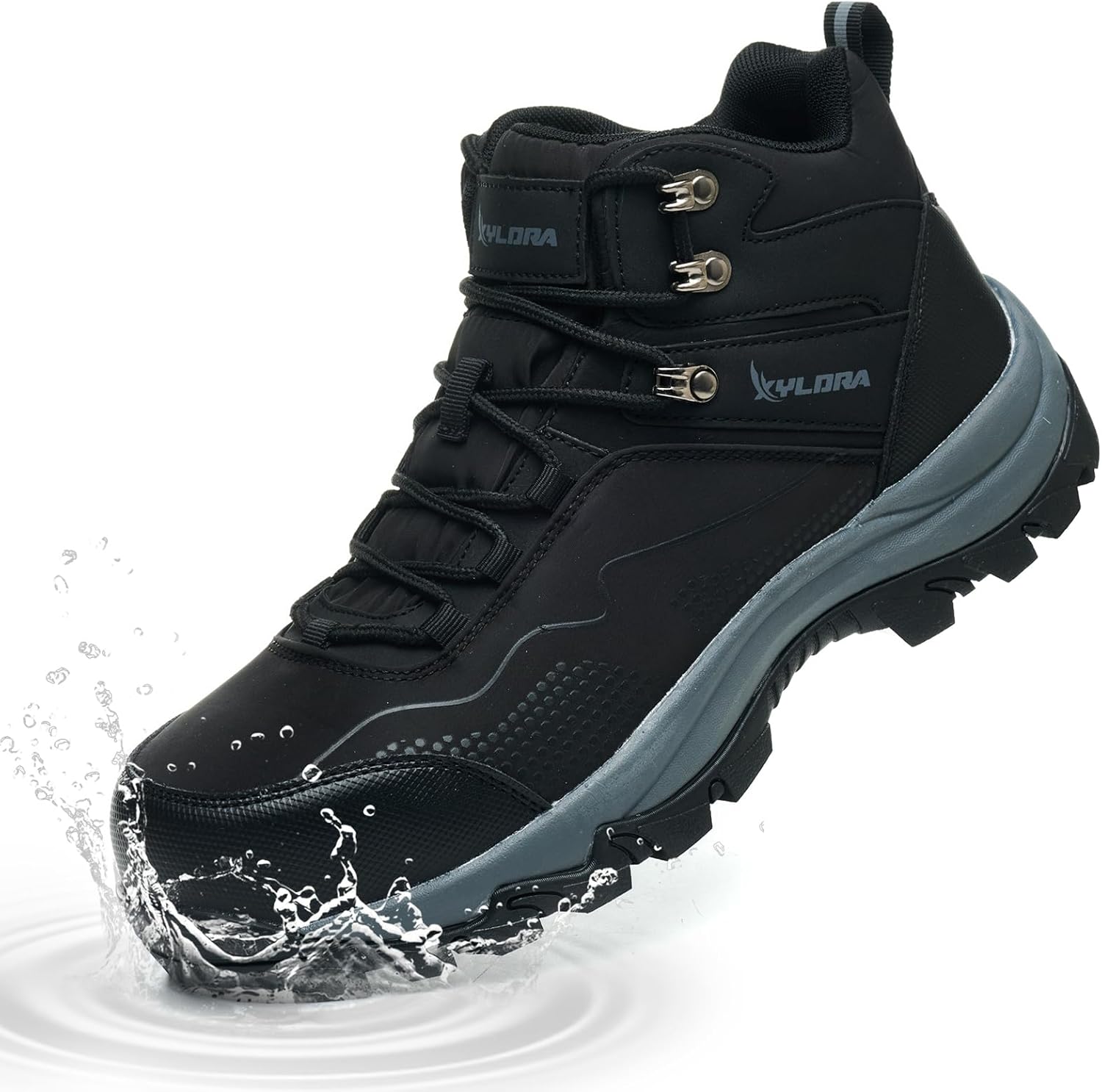 

Мужские водонепроницаемые ботинки Xyldra с стальным носком, широкой подошвой, противоскользящие, легкие, безопасные, с непробиваемым каркасом, композитным носком, черный