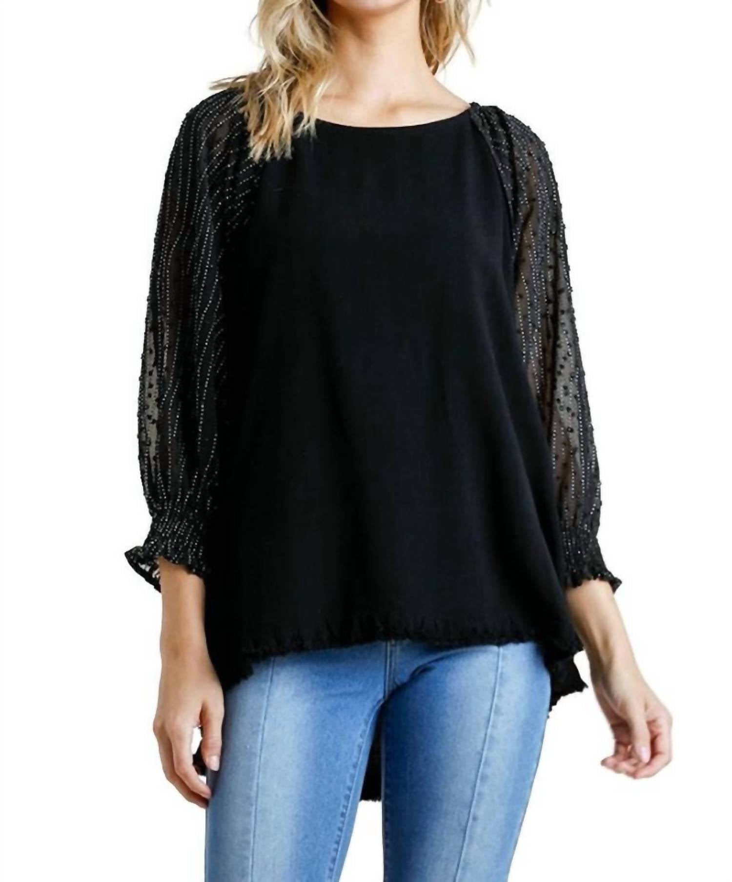 

Umgee Сетчатый топ с пышными рукавами, черный