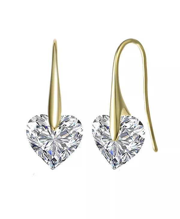 

Стильные праздничные серьги-сердечки из стерлингового серебра с подвижными кубическими цирконами Genevive, gold