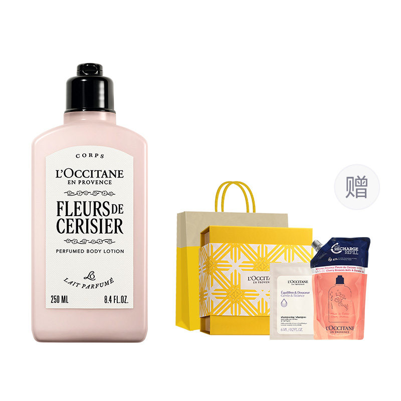 

Увлажняющий лосьон для тела Sweet Cherry Blossom ароматный 250мл/250мл*2 LOCCITANE, Cherry Blossom Body Lotion 250ml with Cherry Blossom Body Wash 500ml