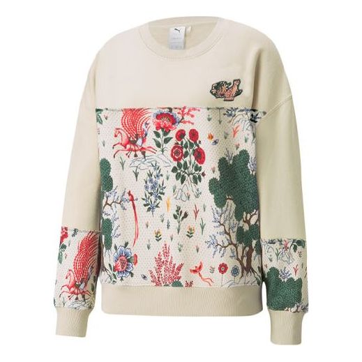 

Свитер x liberty crossover crew flowers pattern round neck pullover knit hoodie Puma, бежевый