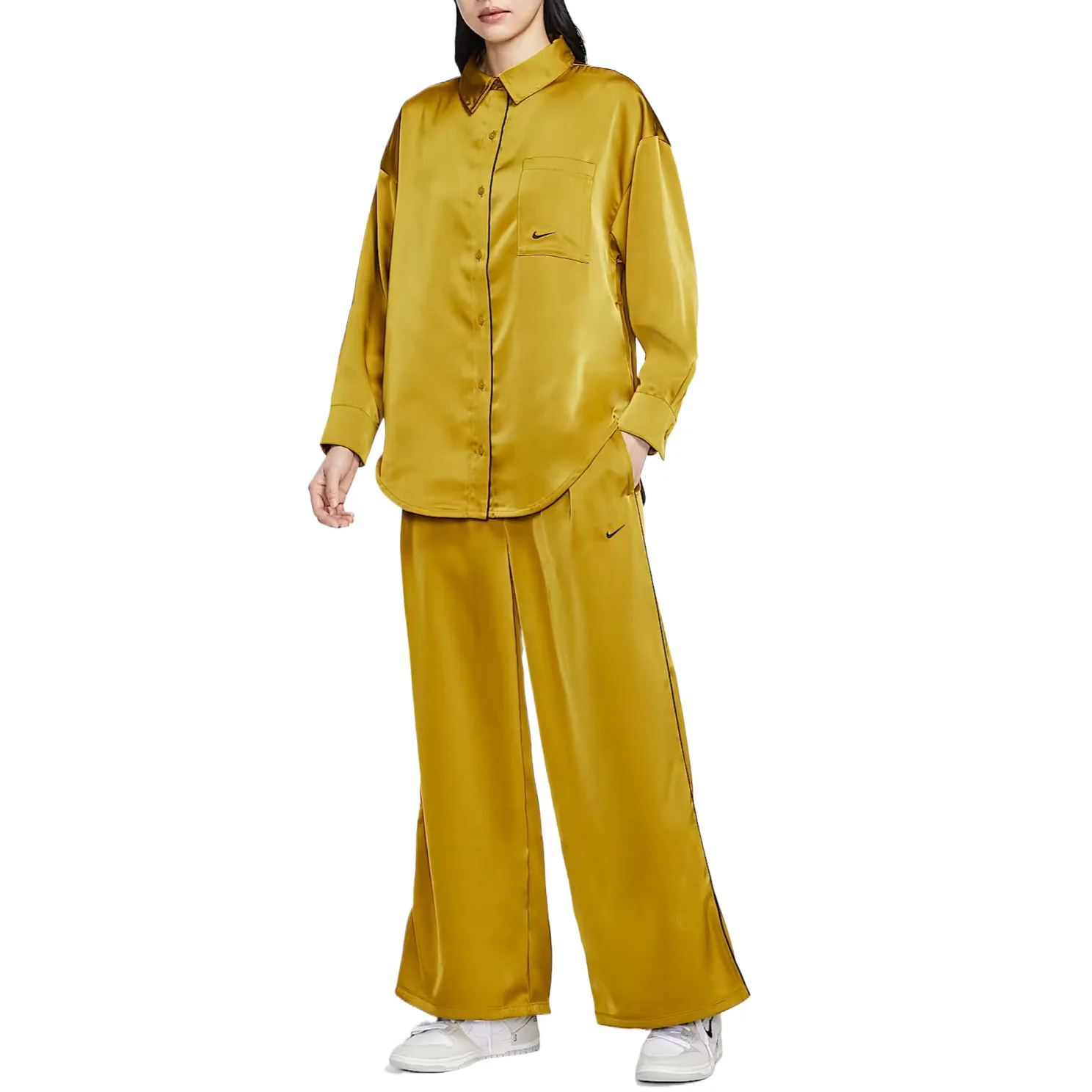 Nike Повседневные брюки Casual брюки Women's Peat Moss Yellow/Black Moderate Straight Fit — фото 4