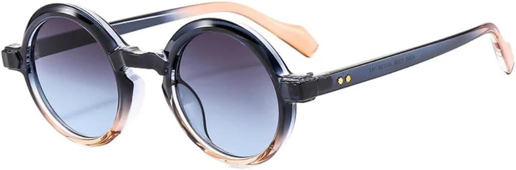 

Ретро круглые панк-солнцезащитные очки для женщин, модные двухцветные градиентные очки с защитой от УФ-излучения UV400, мужские солнцезащитные очки с заклепками UUPTTPL, Blue Tea Gray Blue