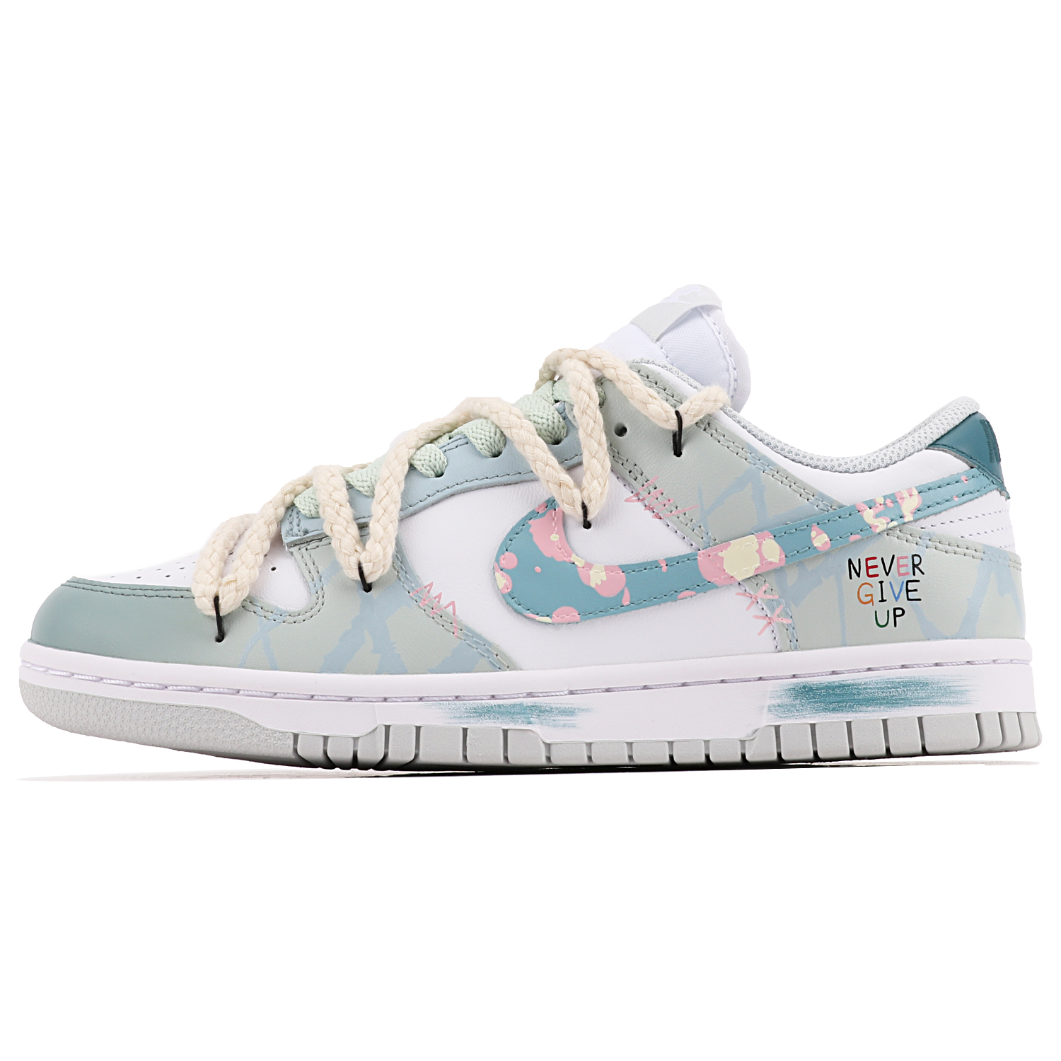 

Кроссовки Nike Dunk Skateboard Shoes Women's Low-Top Green White, Зеленый, Кроссовки Nike Dunk Skateboard Shoes Women's Low-Top Green White