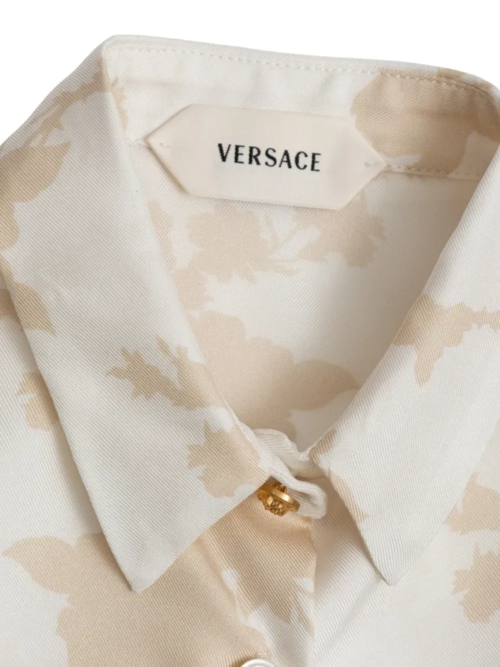 Рубашка с цветочным принтом и поясом на завязках Versace Kids, белый — фото 3