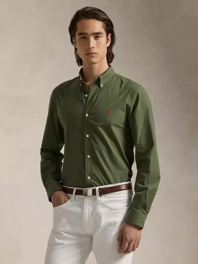 

Рубашка Ralph Lauren Custom Fit Stretch Poplin, цвет supply olive