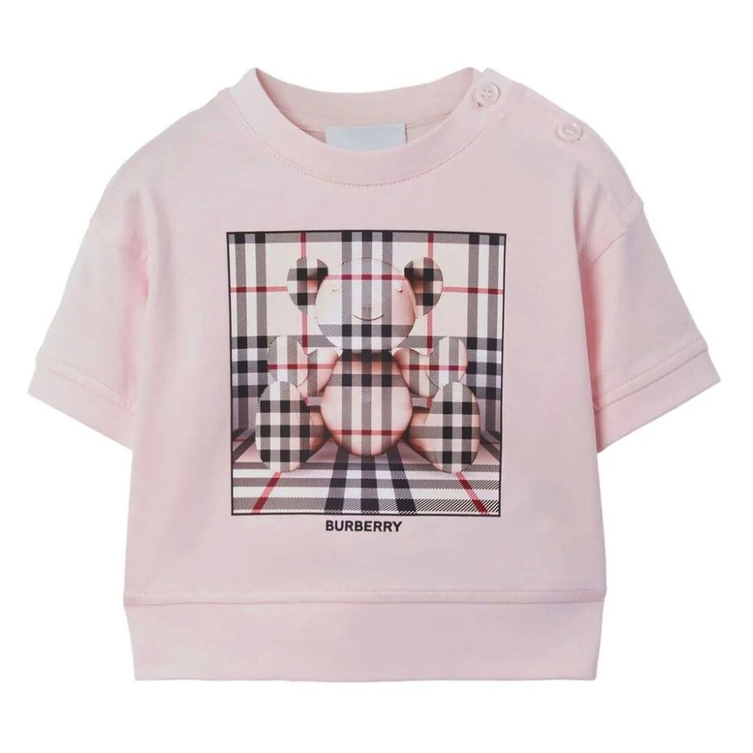 

Розовая хлопковая футболка Burberry, розовый