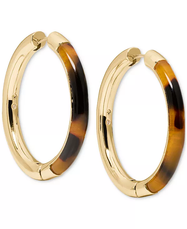 

Серьги-Кольца золотистого оттенка с черепаховой отделкой, средние, 1,34 дюйма Kate Spade New York, tortoise