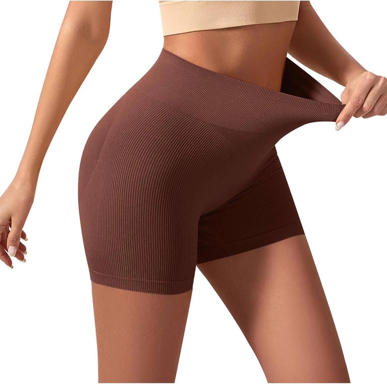

Xiaojmake Женские шорты High Waist Seamless Ribbed с эффектом коррекции фигуры