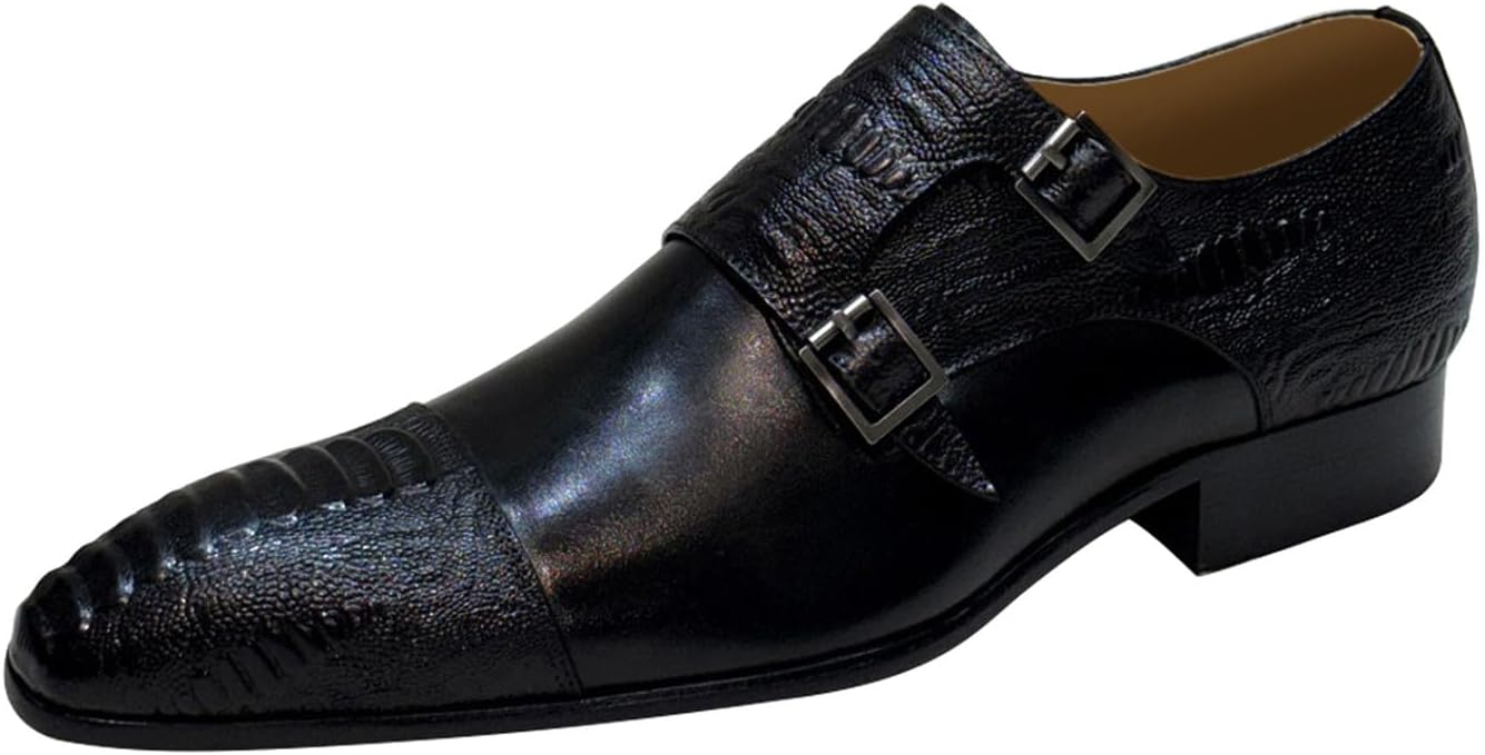 

Мужские туфли Santimon Double Monk Strapers- кожаные мокасины для делового повседневного, свадебного и официального вечера, черный