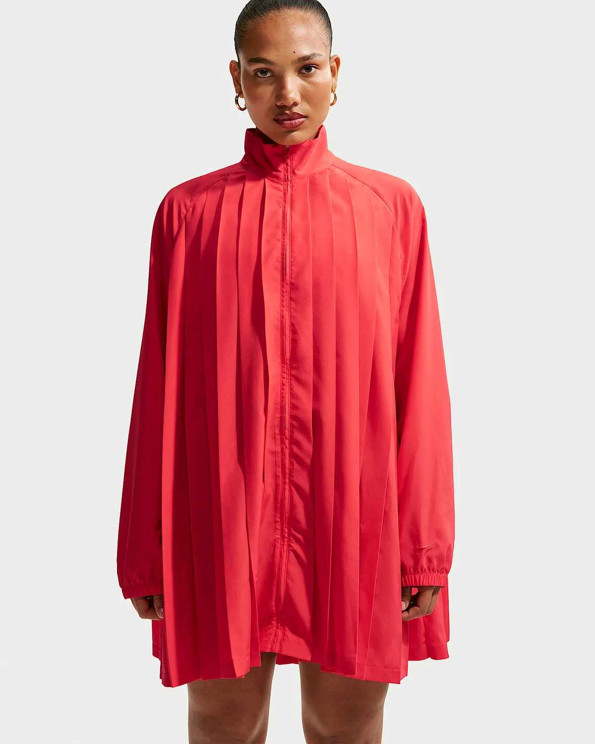 Женское свободное платье мини Nike Sportswear с длинным рукавом и складками, Light Crimson/Light Crimson — фото 2